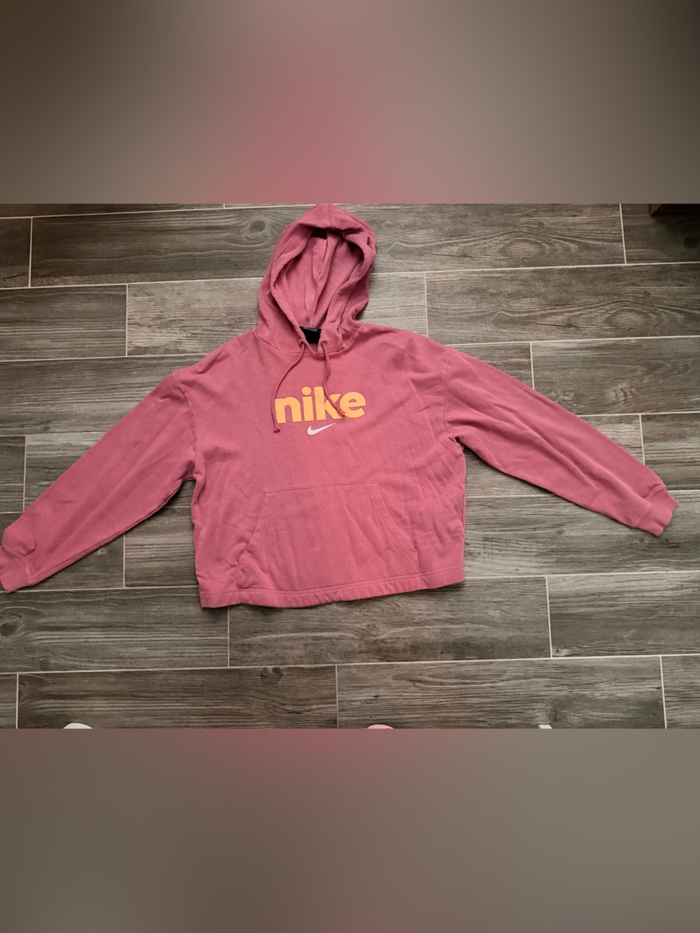 Nike Pink Pullover Hoodie with Yellow Logo